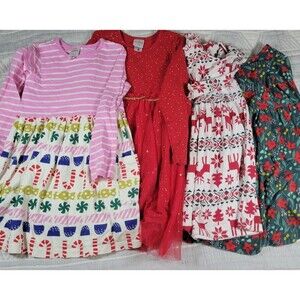 Hanna Andersson Girls Holiday Dress Lot Size 100 (4T–5T) – Christmas Bundle of 4